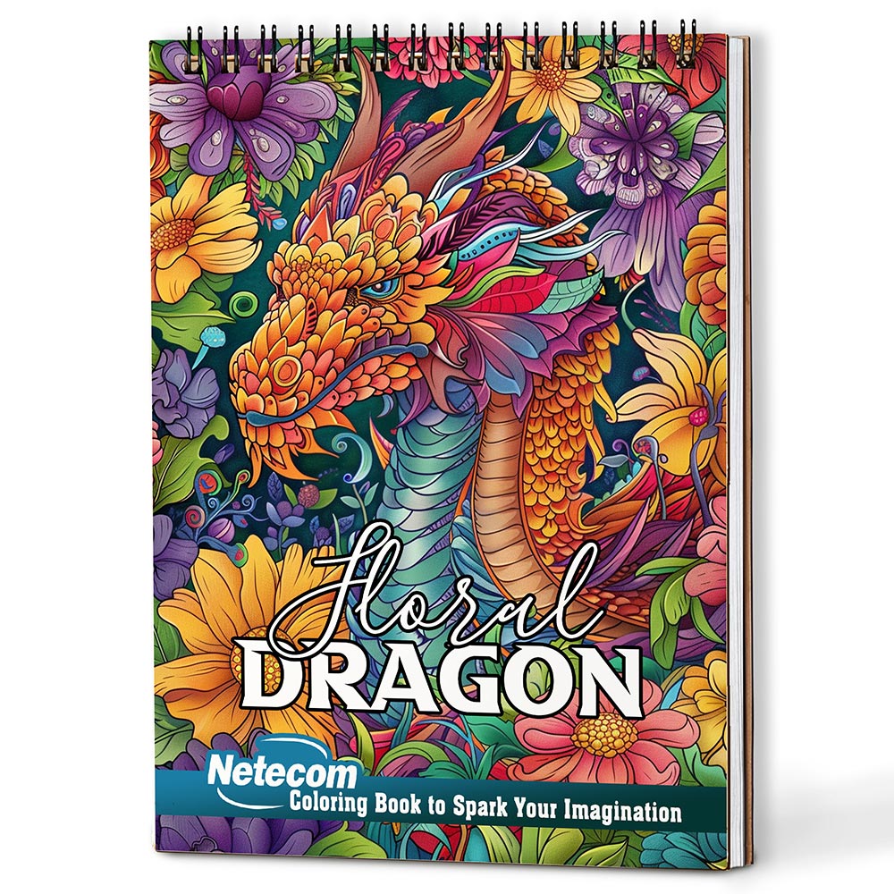 Netecom Floral Dragon Coloring Book For Adults