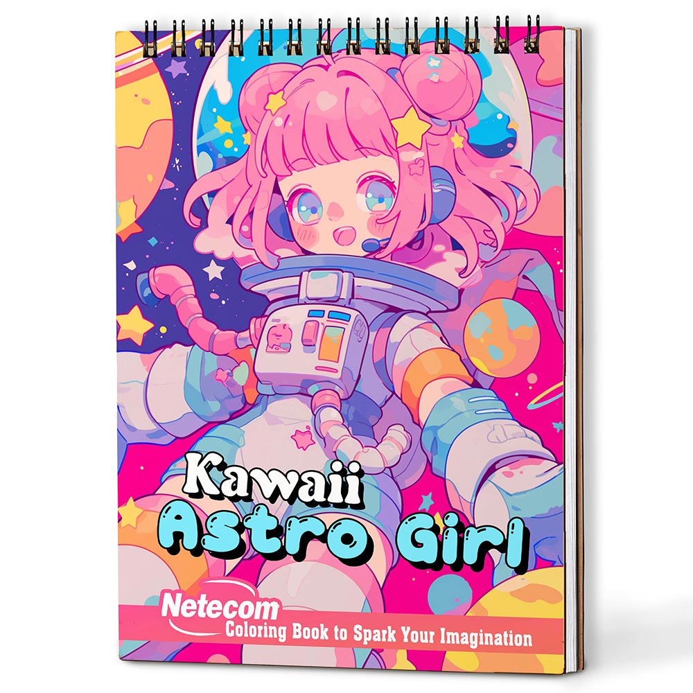 Netecom Kawaii Astronaut Girl Coloring Book For Adults