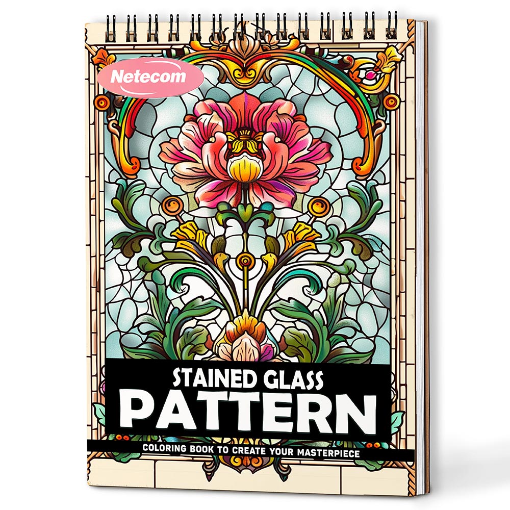 Netecom Stained Glass Pattern Coloring Book For Adults