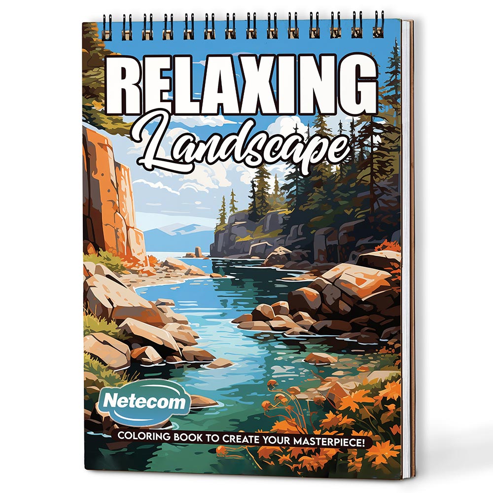 Netecom Relaxing Landscape Coloring Book For Adults