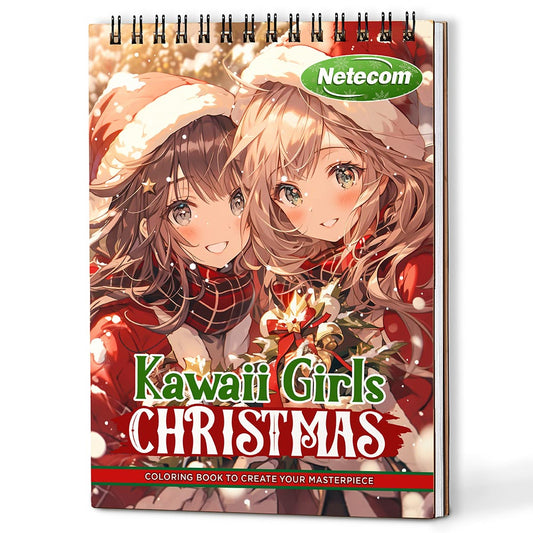 Netecom Kawaii Girls Christmas Coloring Book For Adults