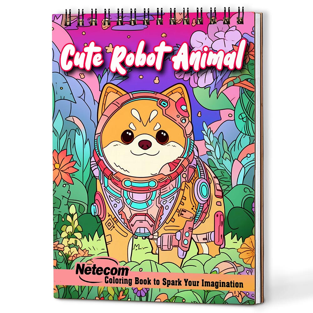 Netecom Cute Robot Animal Coloring Book For Adults
