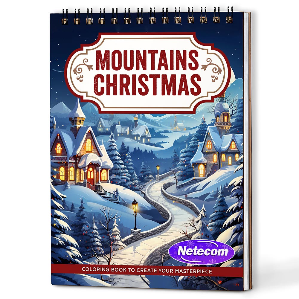 Netecom Mountains Christmas Coloring Book For Adults