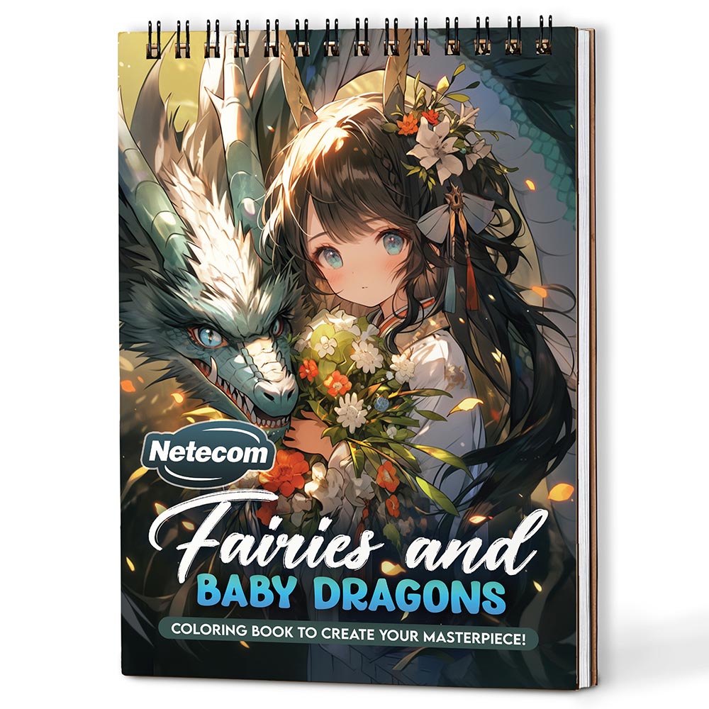 Netecom Fairies and Baby Dragons Coloring Book For Adults