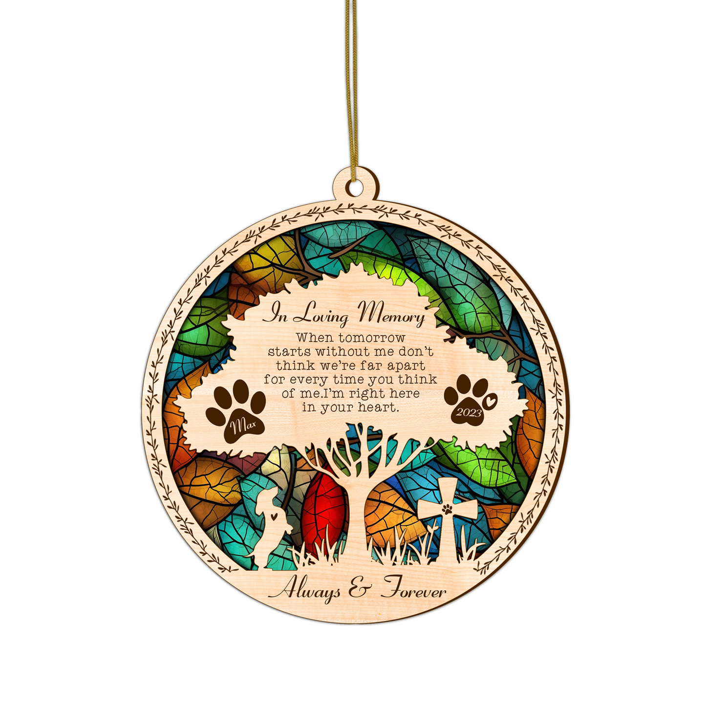 Netecom Personalized Dachshund Memorial Suncatcher, Dachshund Dog Memorial Gifts with Name Date, Pet Loss Light Catcher, Bereavement Gift Dog Memorial Ornament Loss of Pet Sympathy Gift for Dog Lover