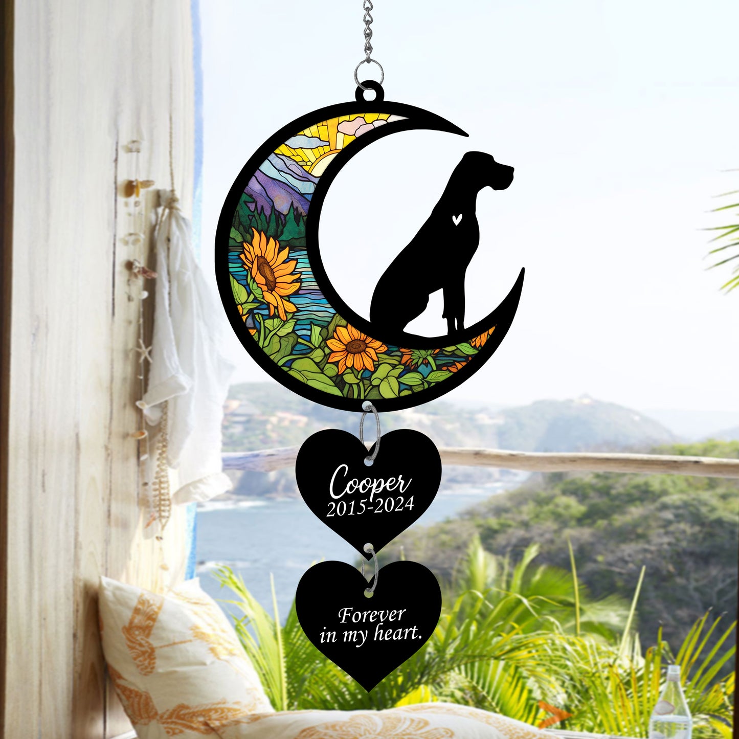Netecom Personalized Great Dane Moon Heart Memorial Ornament – Dog Loss Gift, Pet Remembrance Keepsake