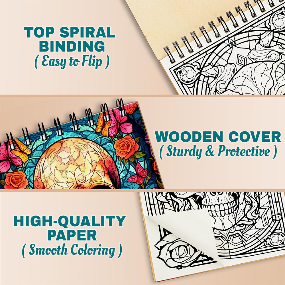Skull Stained Glass Coloring Pages For Adults