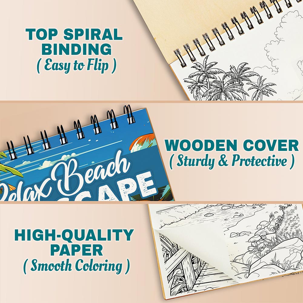 Netecom Relax Beach Landscape Coloring Pages For Adults