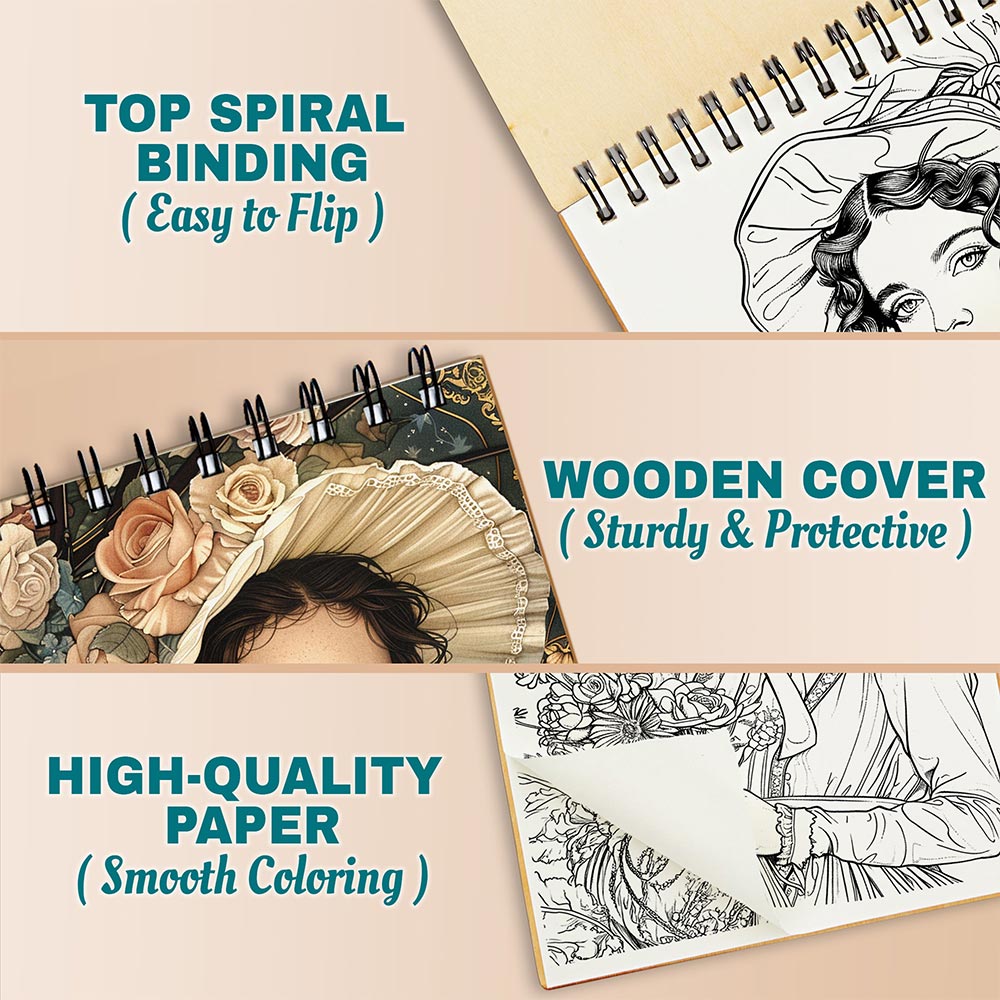 Netecom Regency Lady Portraits Coloring Pages For Adults
