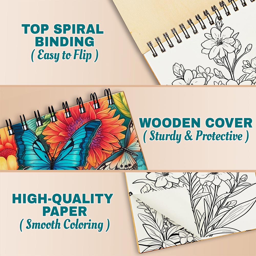 Netecom Large Print Butterflies and Flowers Coloring Pages For Adults
