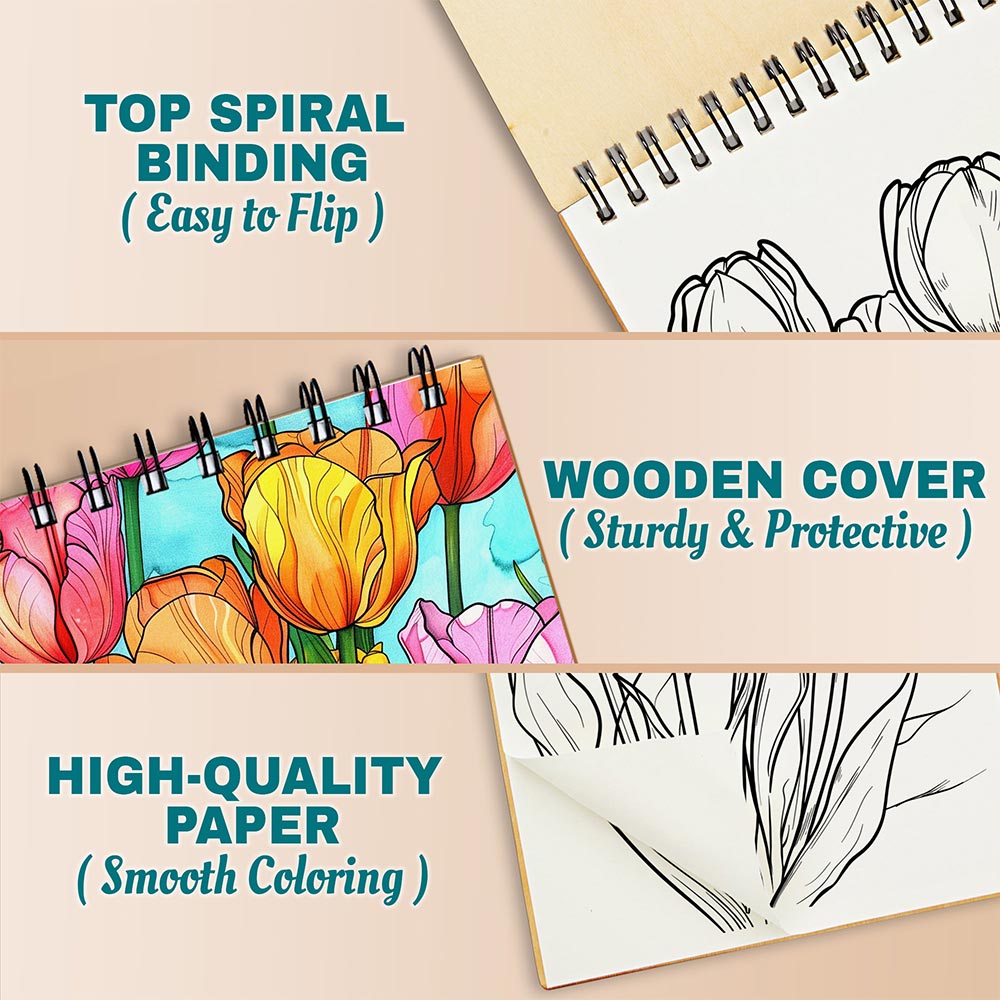 Netecom Large Print Tulips Coloring Pages For Adults