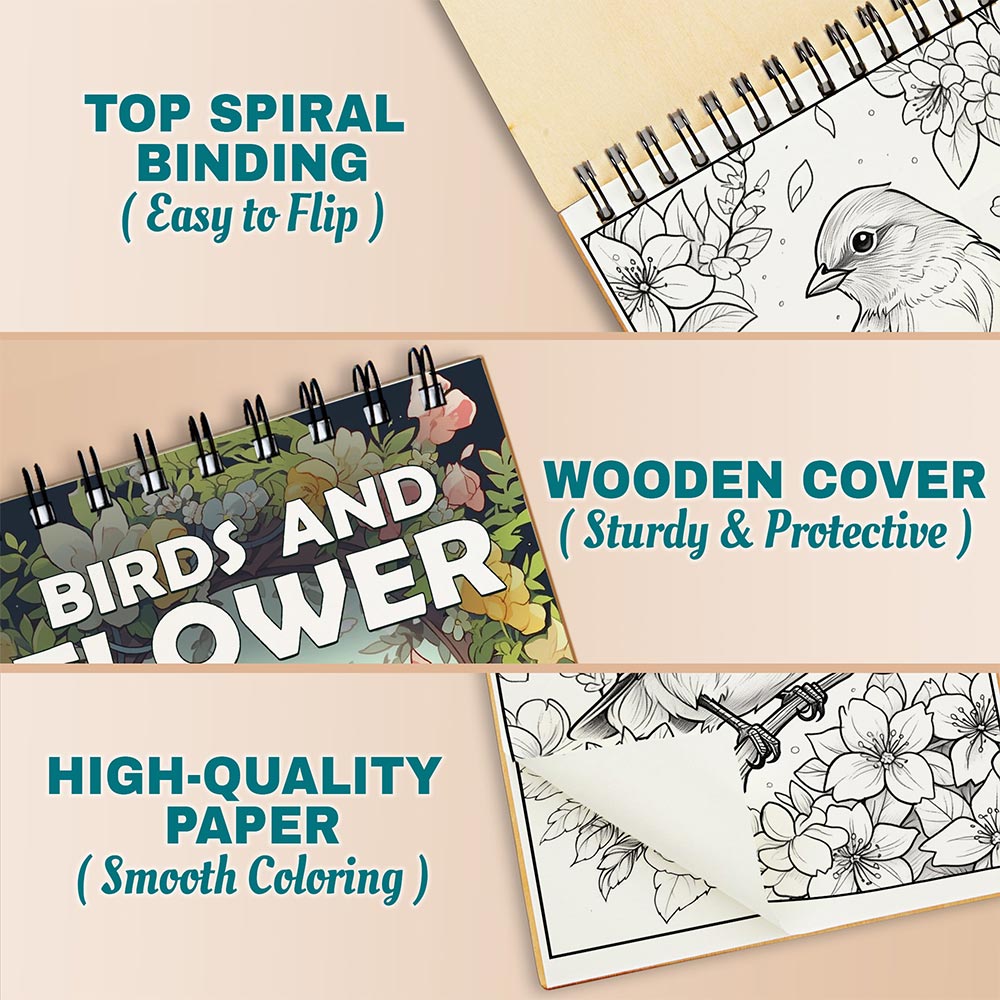 Netecom Large Print Birds And Flower Coloring Pages For Adults