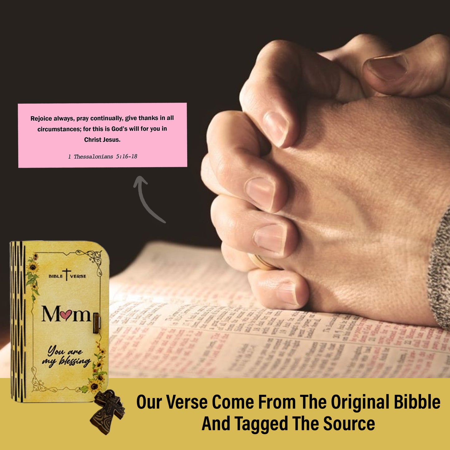 Bible Verse Box for Mom– 150 Prayer Cards, Bible Verses With Wooden Box for Emotion and Feeling, Gift for Mothers Day, Inspirational Scriptures, Christian Bible Gifts for Women