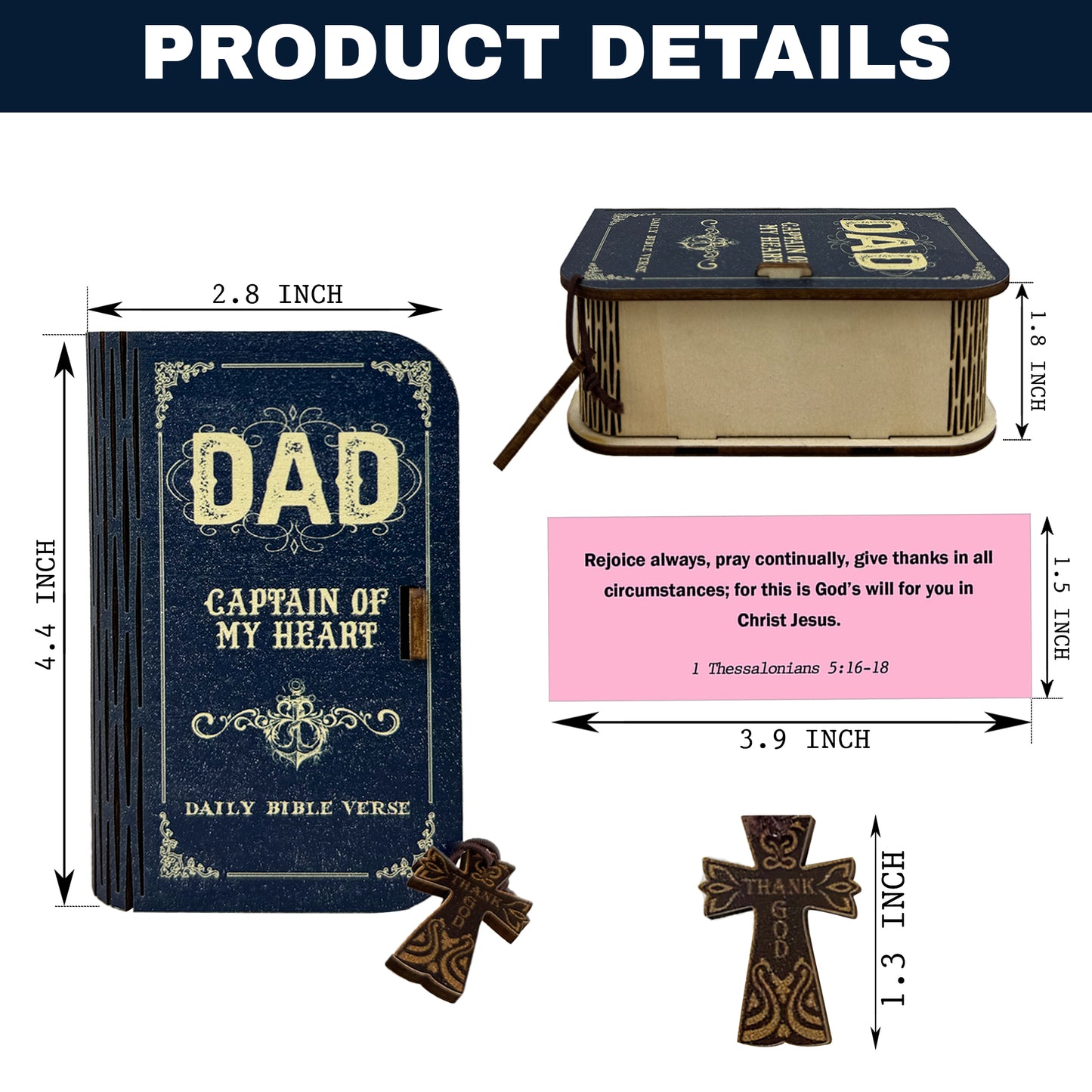 Bible Verse Box for Dad– 150 Prayer Cards, Bible Verses With Wooden Box for Emotion and Feeling, Gift for Fathers Day, Inspirational Scriptures, Christian Bible Gifts for Men