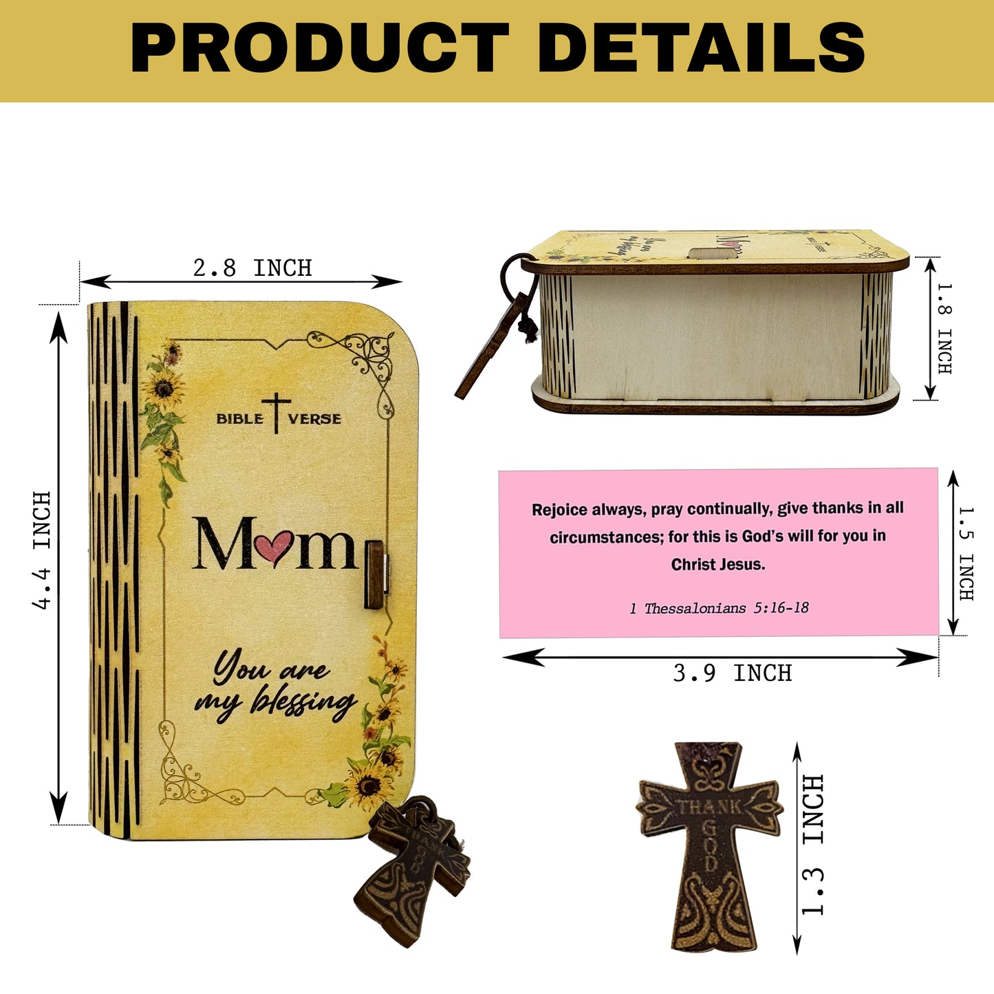 Bible Verse Box for Mom– 150 Prayer Cards, Bible Verses With Wooden Box for Emotion and Feeling, Gift for Mothers Day, Inspirational Scriptures, Christian Bible Gifts for Women