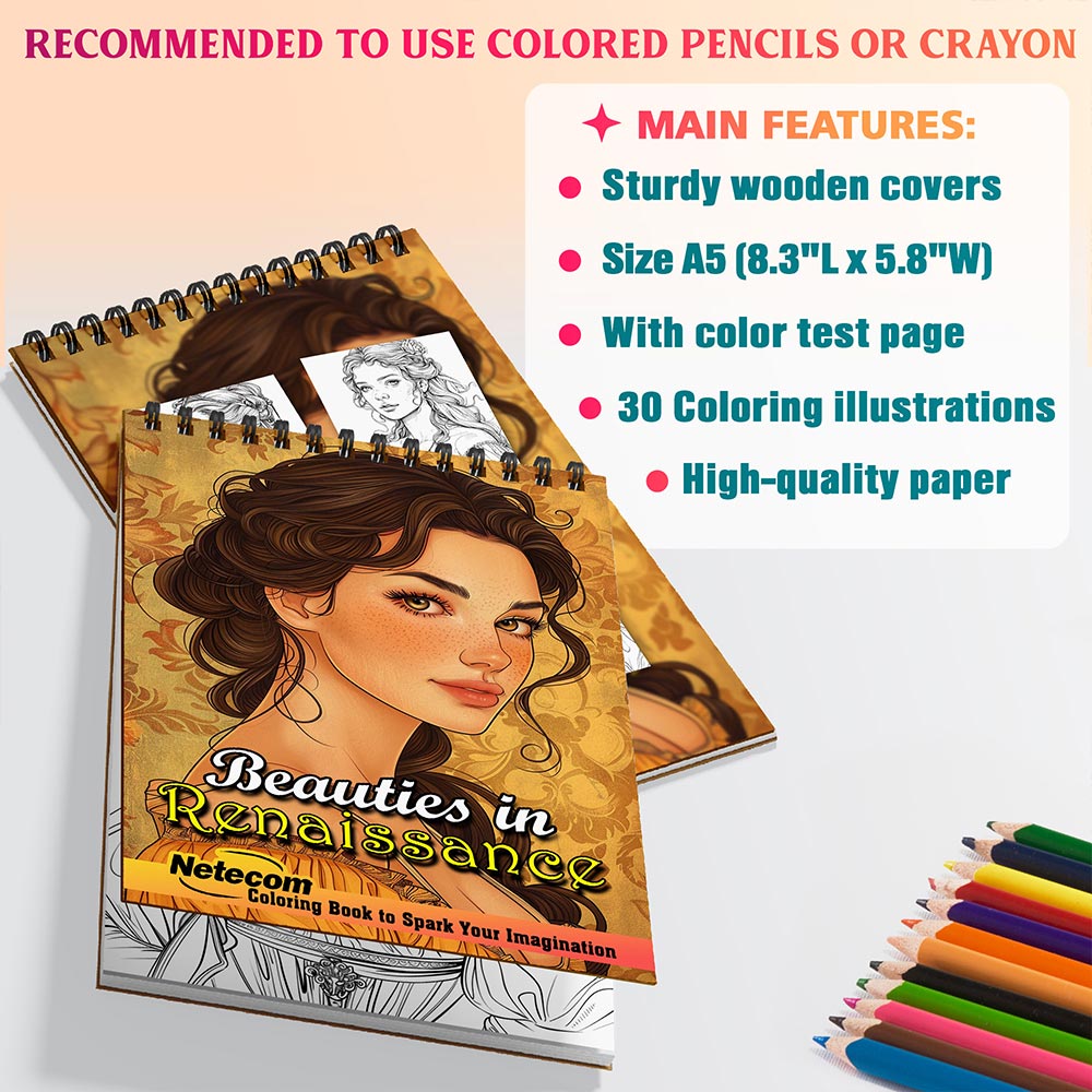 Netecom Beauties in Renaissance Coloring Sheets For Adults
