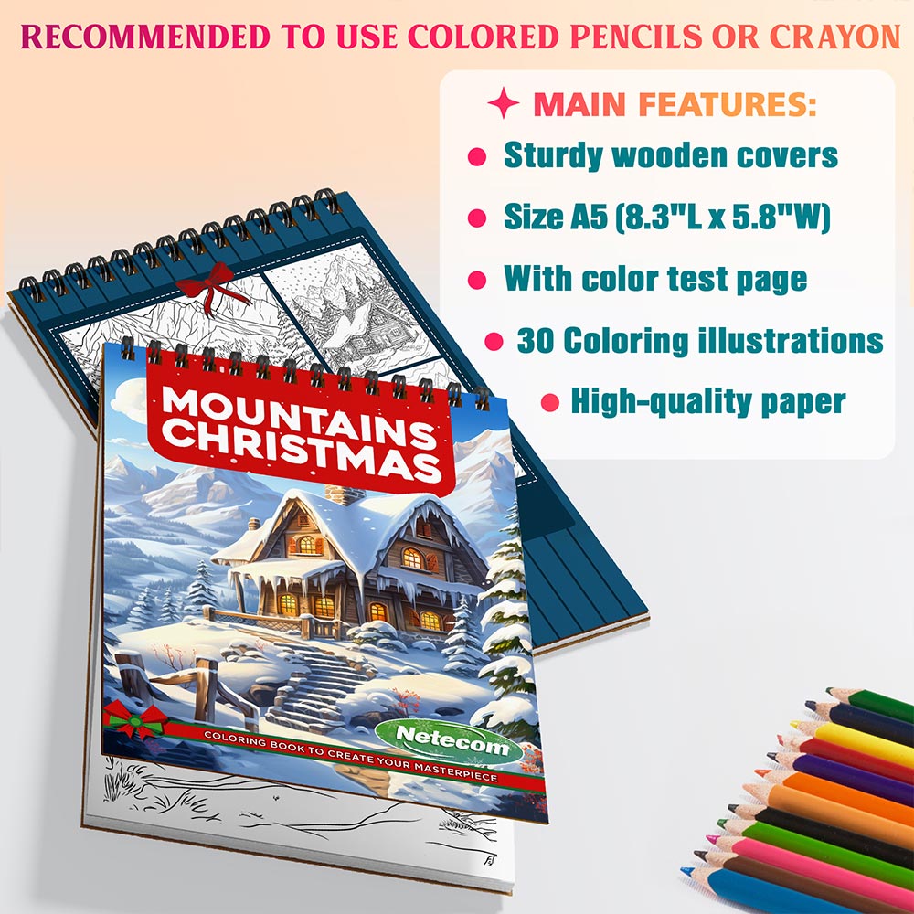 Netecom Mountains Christmas Coloring Sheets For Adults