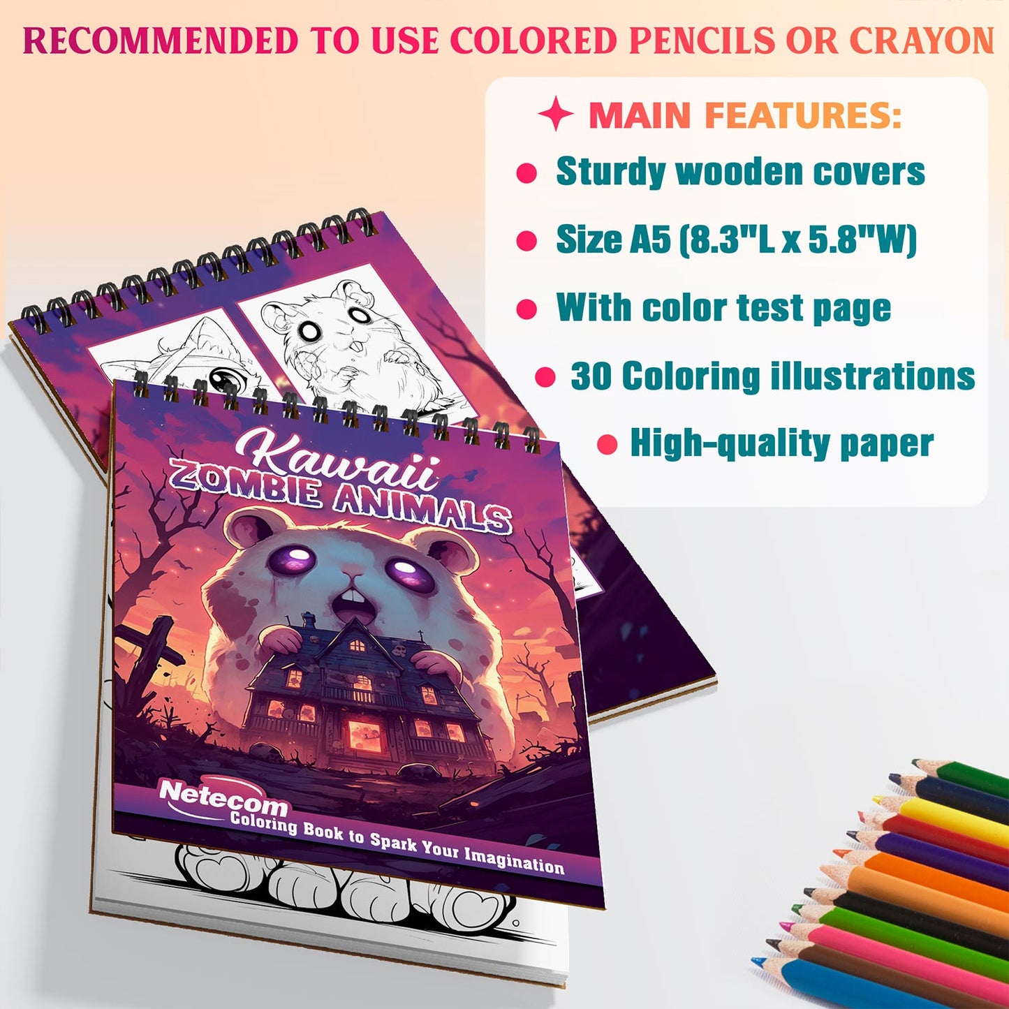 Netecom Kawaii Zombie Animals Coloring Sheets For Adults