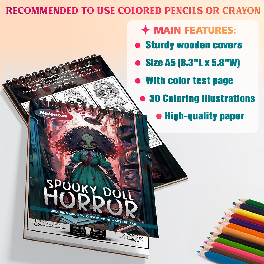 Netecom Spooky Doll Horror Coloring Sheets For Adults