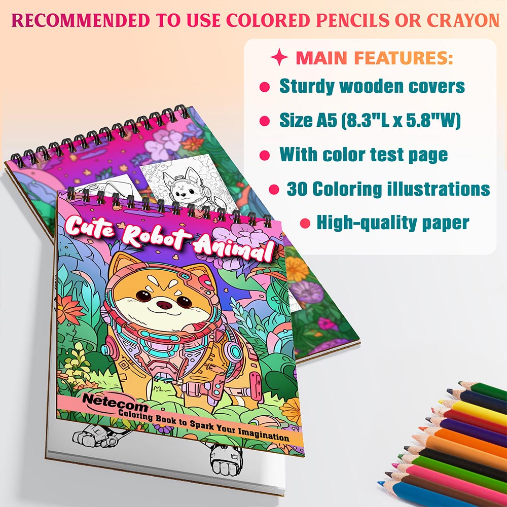 Netecom Cute Robot Animal Coloring Sheets For Adults