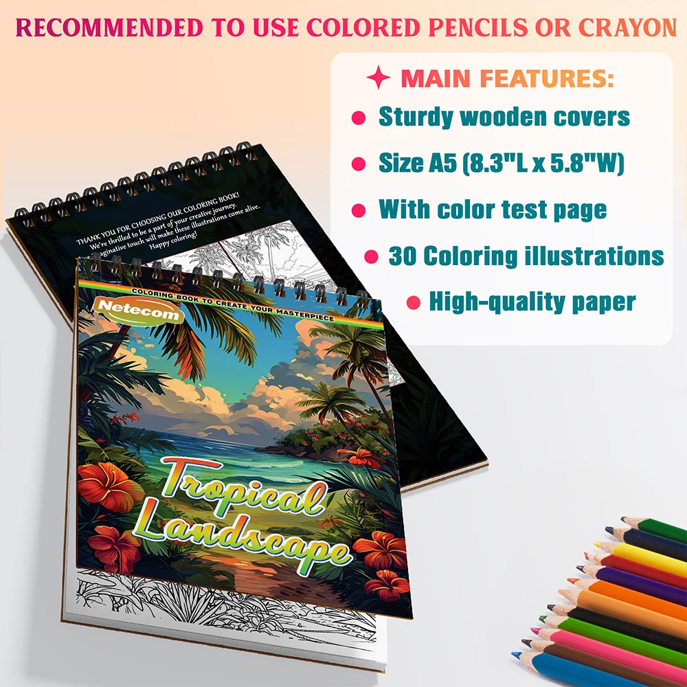 Netecom Tropical Landscape Coloring Sheets For Adults