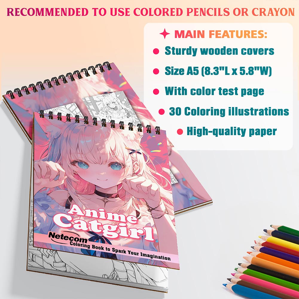 Netecom Anime Catgirl Coloring Sheets For Adults