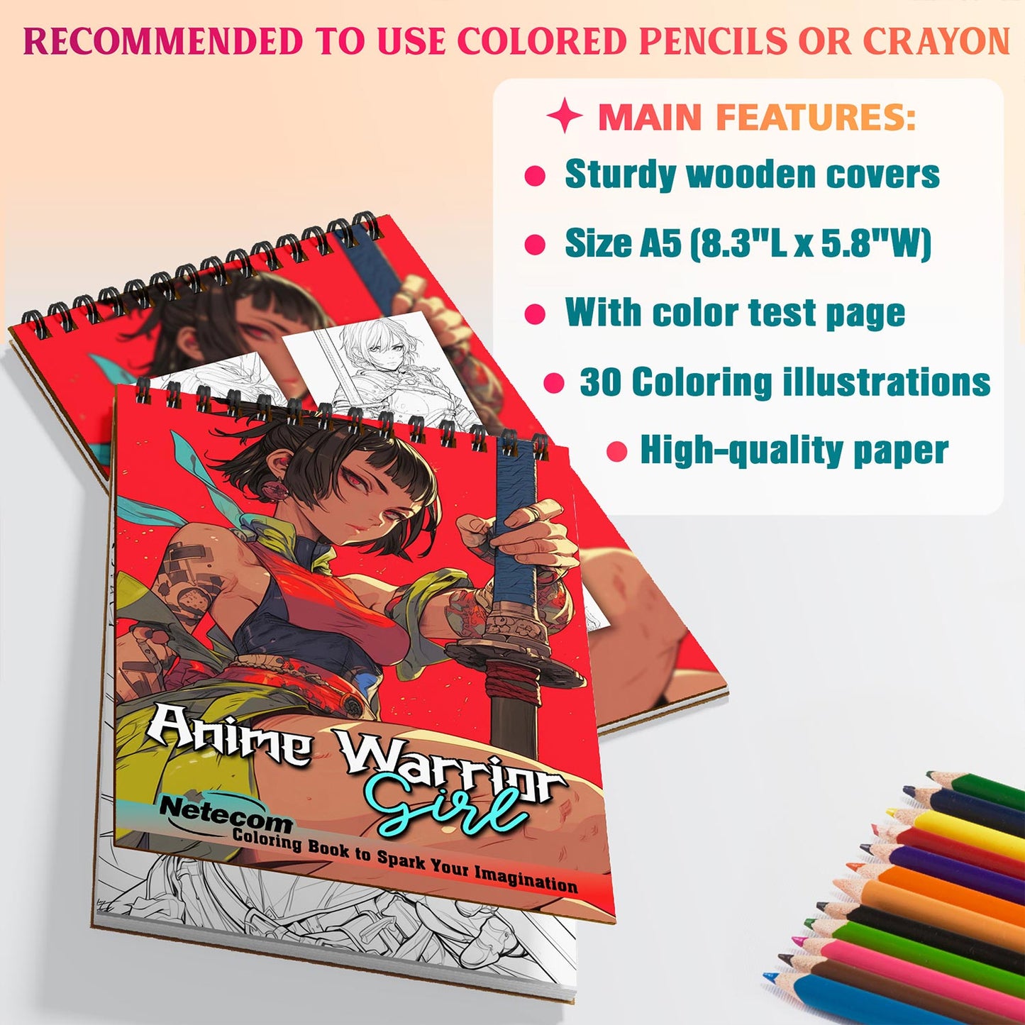 Netecom Anime Warrior Girl Coloring Sheets For Adults