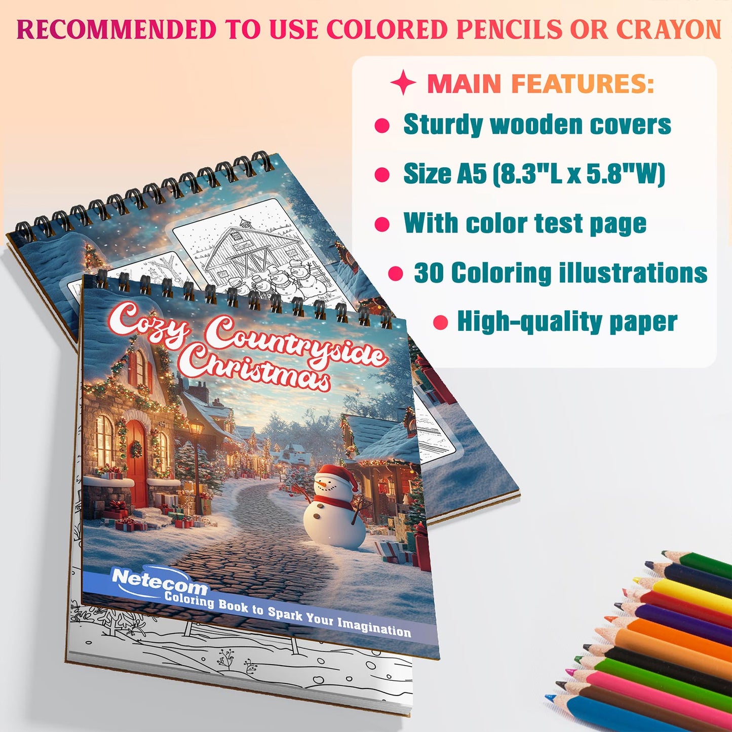 Netecom Cozy Countryside Christmas Coloring Sheets For Adults