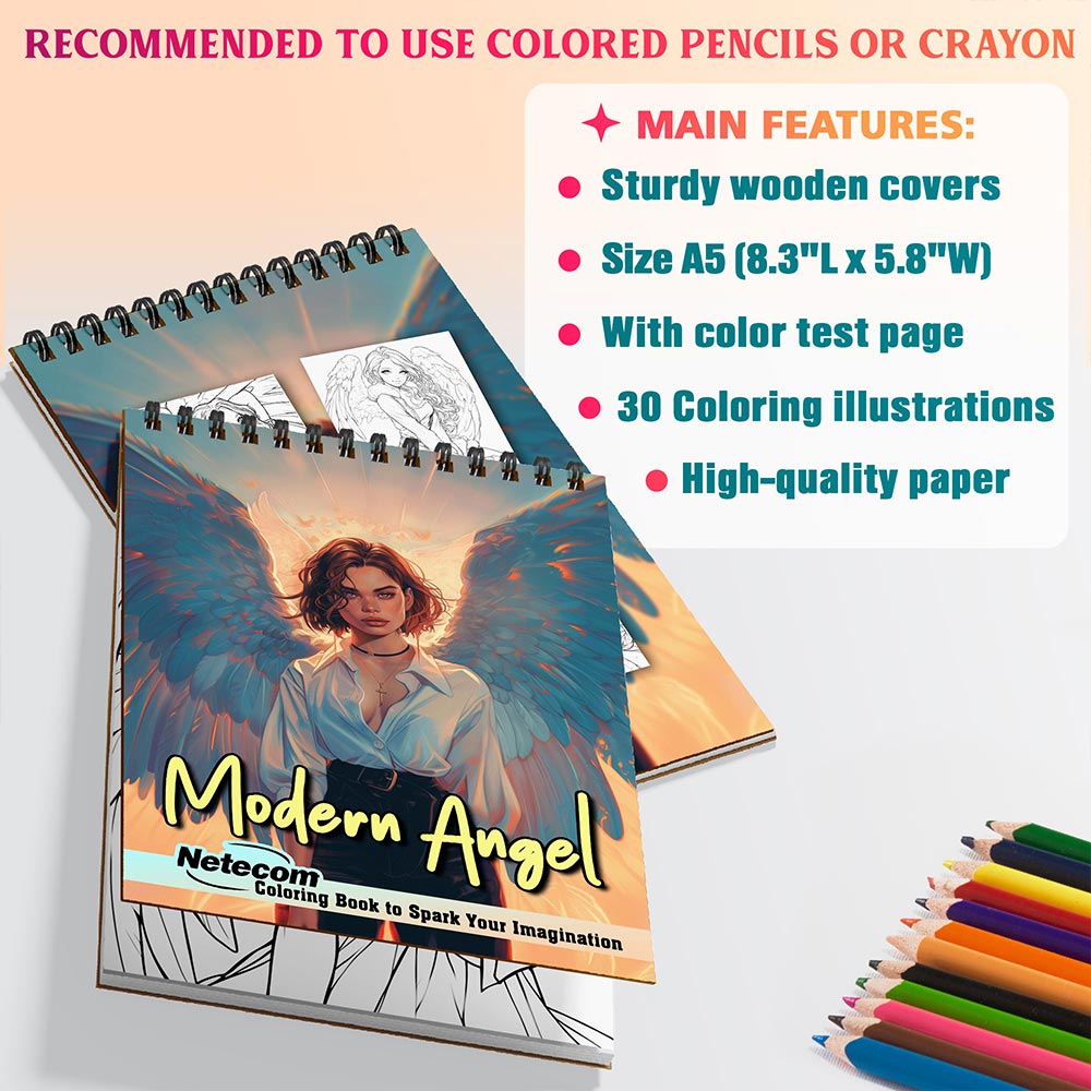 Netecom Modern Angel Coloring Sheets For Adults