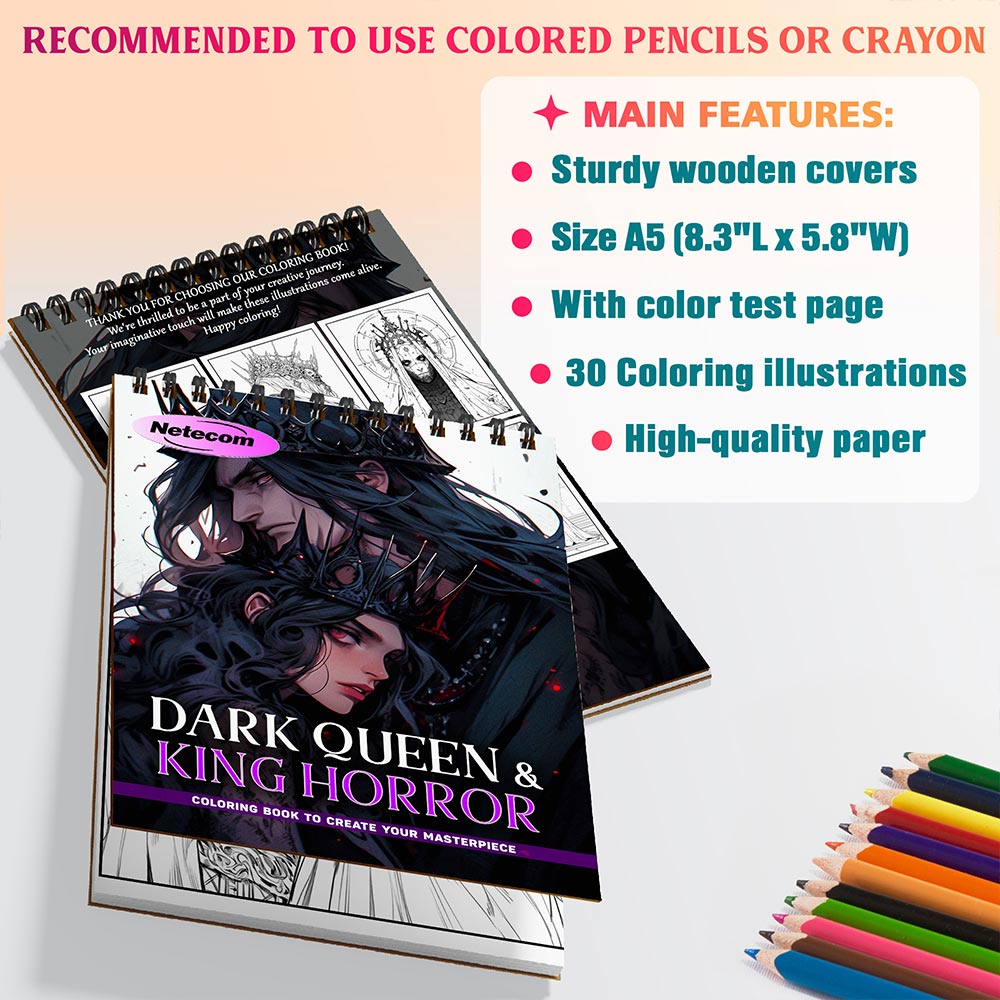 Netecom Dark Queen & King Horror Coloring Sheets For Adults