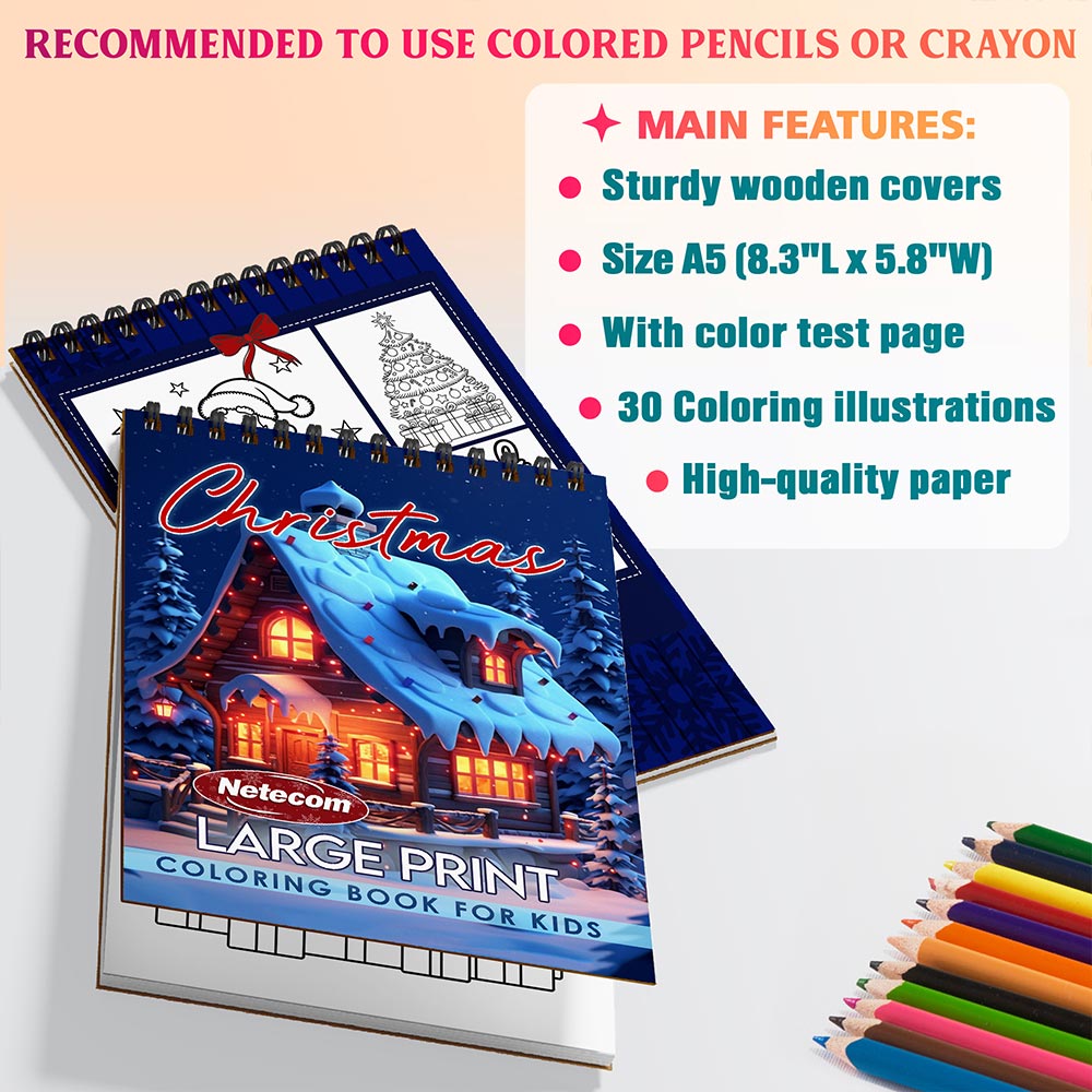 Netecom Large Print Christmas Coloring Sheets For Adults