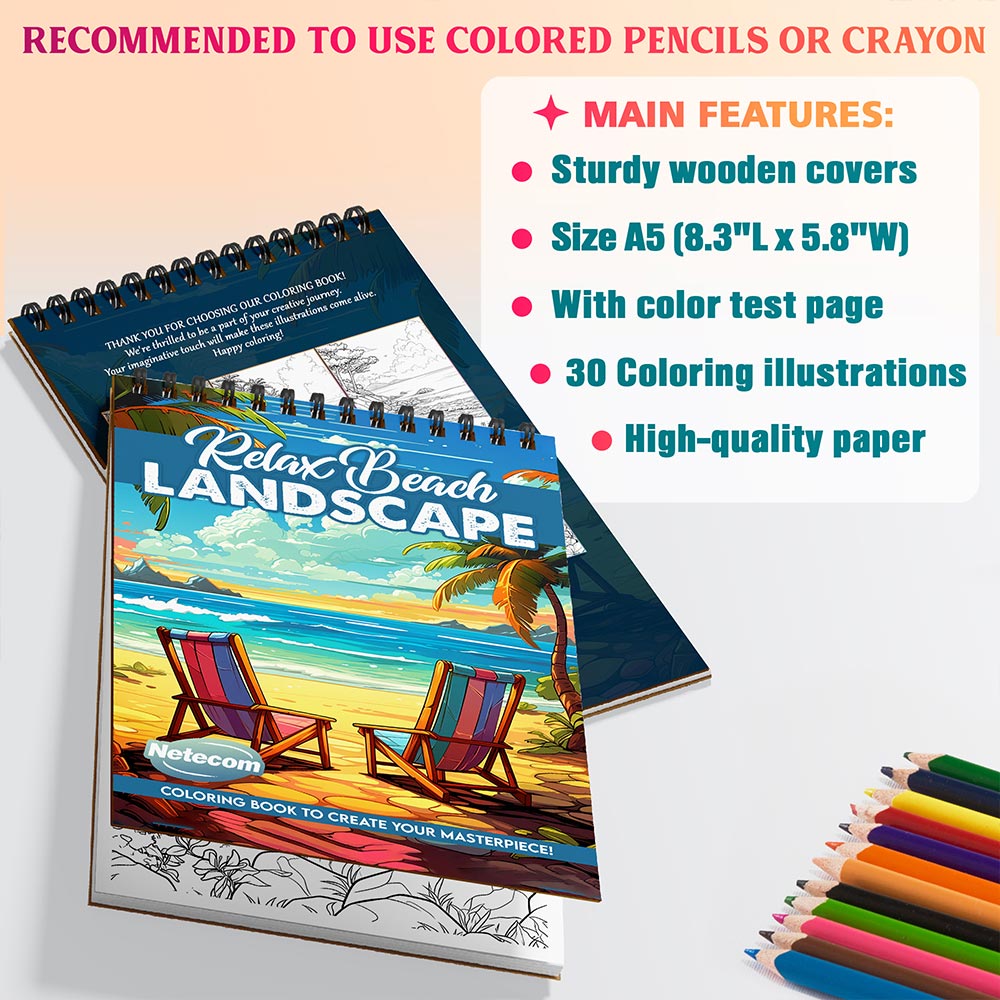 Netecom Relax Beach Landscape Coloring Sheets For Adults