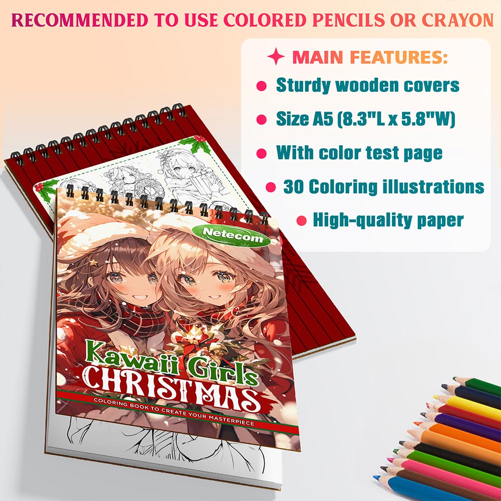 Netecom Kawaii Girls Christmas Coloring Sheets For Adults