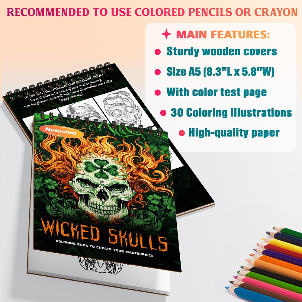 Netecom Wicked Skulls Coloring Sheets For Adults