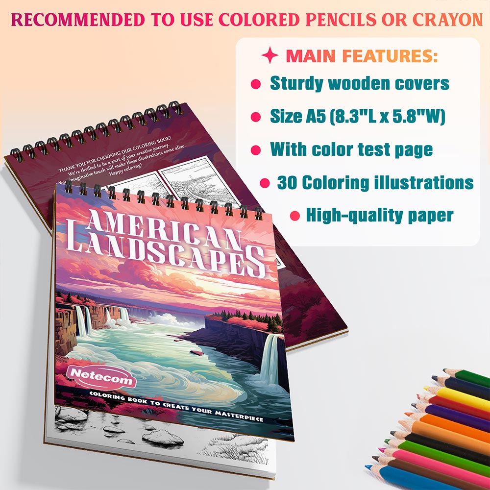 Netecom American Landscapes Coloring Sheets For Adults