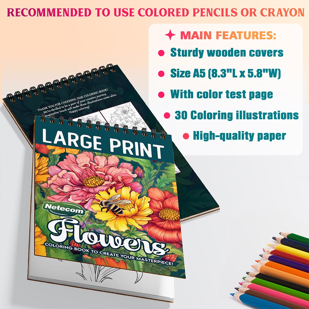 Netecom large-print-flowers Coloring Sheets For Adults