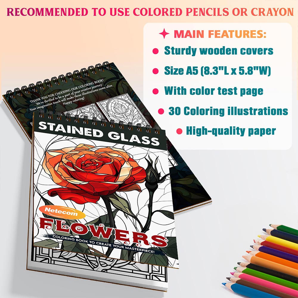 Stained Glass Flowers Coloring Sheets For Adults