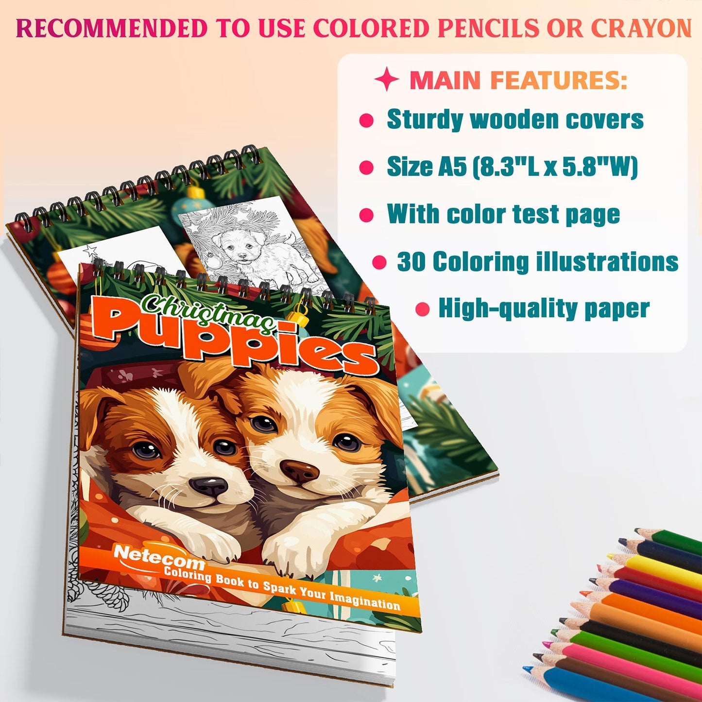 Netecom Christmas Puppies Coloring Sheets For Adults
