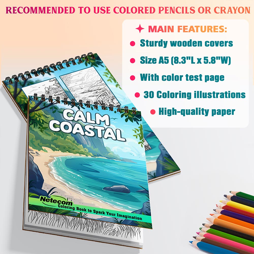 Netecom Calm Coastal Coloring Sheets For Adults