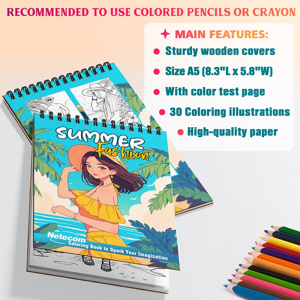 Netecom Summer Fashion Coloring Sheets For Adults