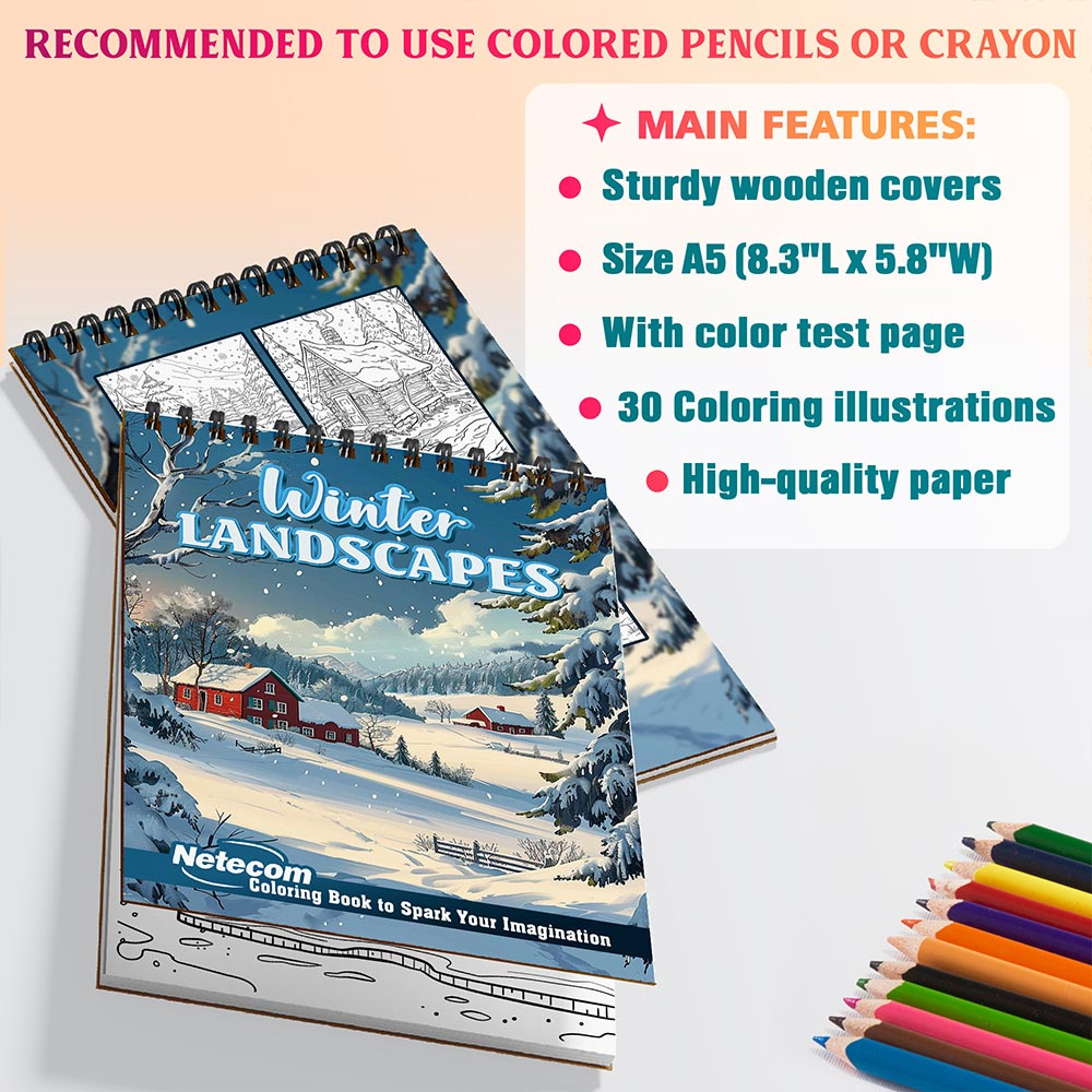 Netecom Winter Landscapes Coloring Sheets For Adults