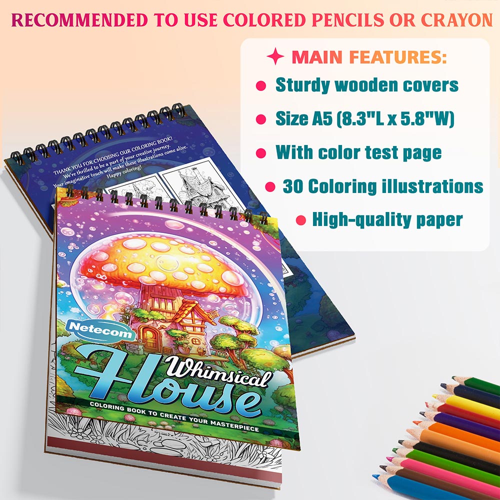 Netecom Whimsical House Coloring Sheets For Adults