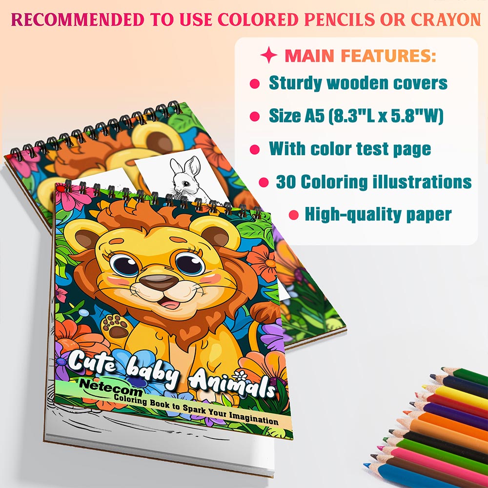 Netecom Cute Baby Animals Coloring Sheets For Adults