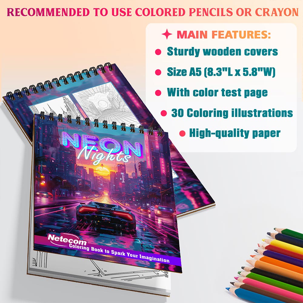 Netecom Neon Nights Coloring Sheets For Adults