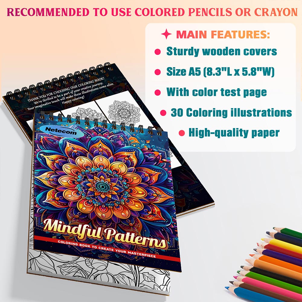 Netecom Mindful Patterns Coloring Sheets For Adults