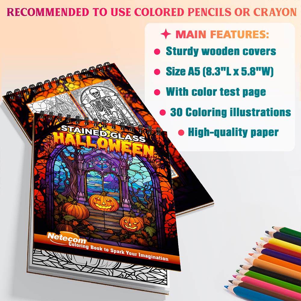 Netecom Stained Glass Halloween Coloring Sheets For Adults