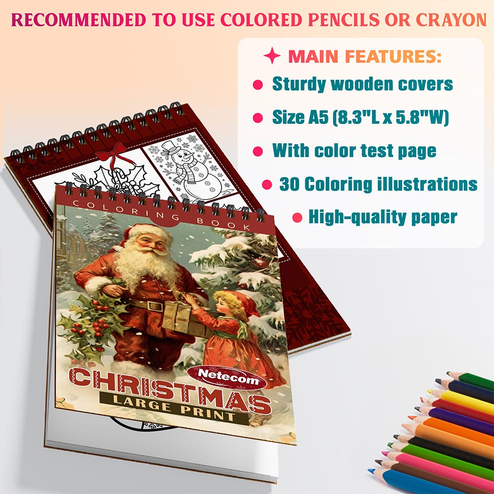 Netecom Large Print Christmas Coloring Sheets For Adults