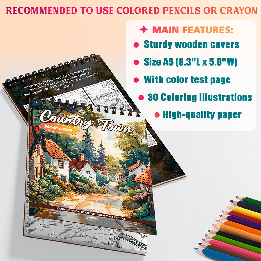 Country Town Coloring Sheets For Adults
