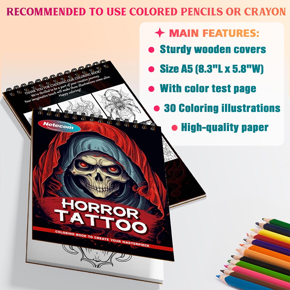 Netecom Horror Tattoo Coloring Sheets For Adults