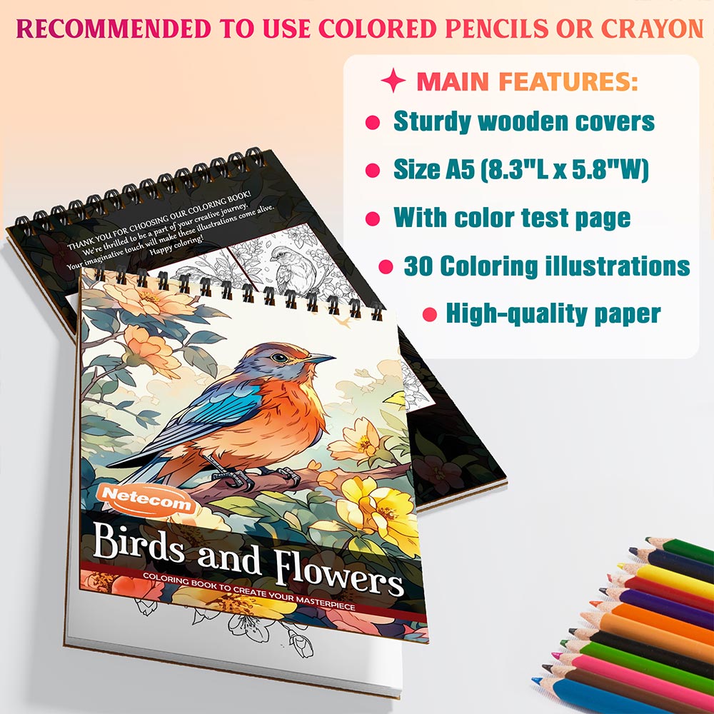 Netecom Birds And Flower Coloring Sheets For Adults